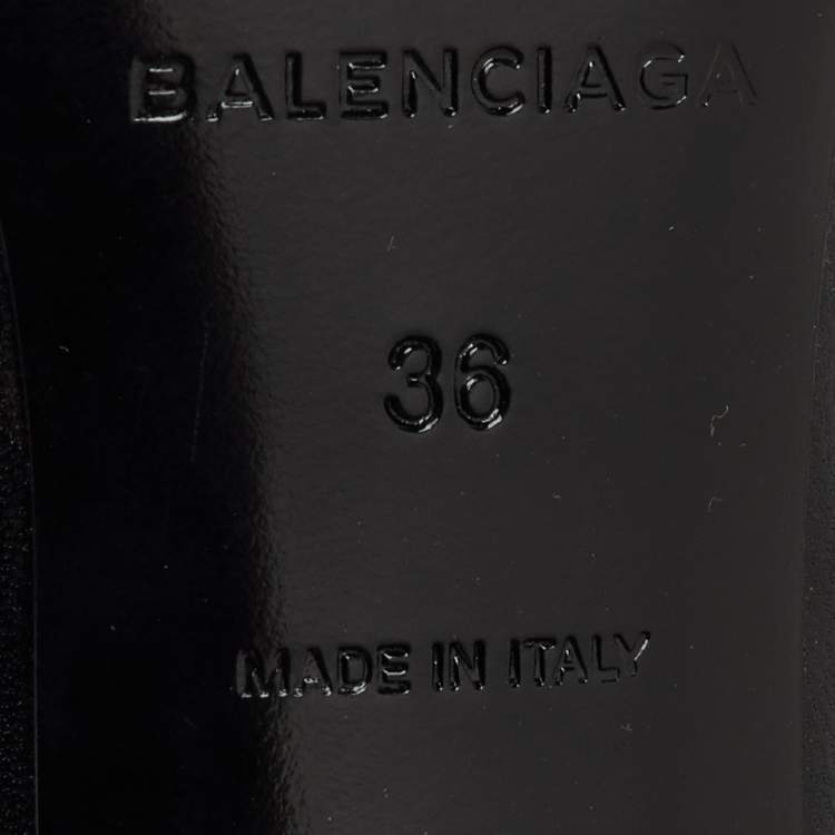 Pre Owned Balenciaga Black Leather Bow Knife Slingback Pumps Size 36
