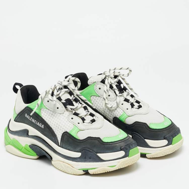 Pre Owned Balenciaga Multicolor Leather and Mesh Triple S Sneakers Size 40