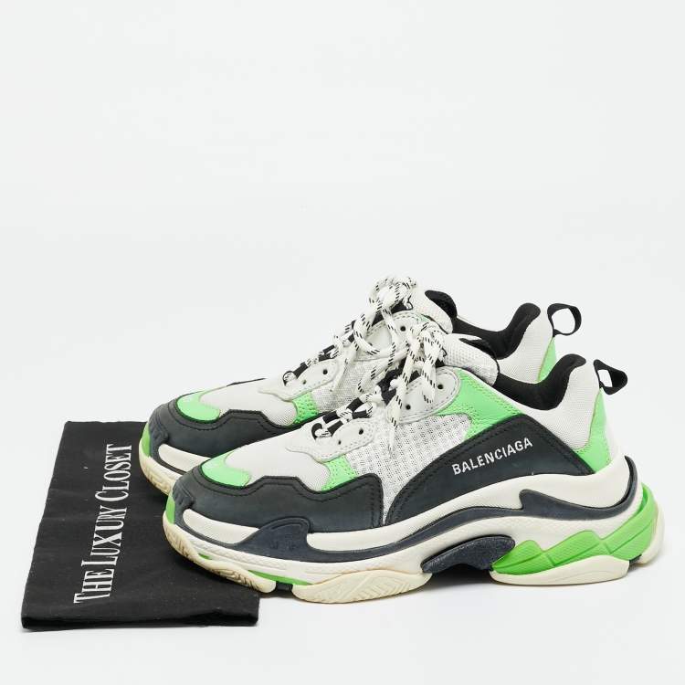 Pre Owned Balenciaga Multicolor Leather and Mesh Triple S Sneakers Size 40