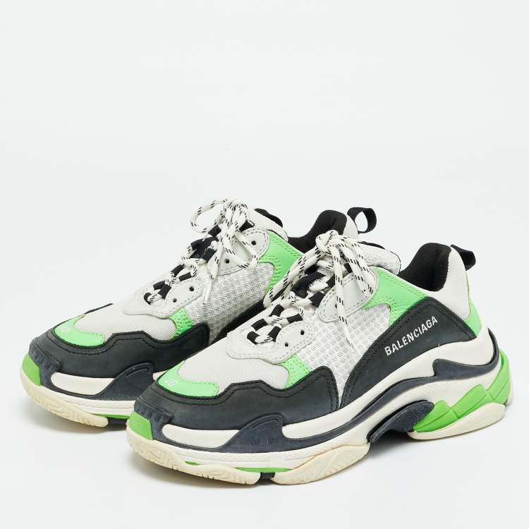 Pre Owned Balenciaga Multicolor Leather and Mesh Triple S Sneakers Size 40