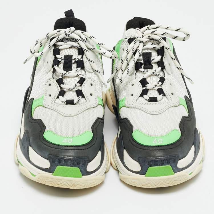 Pre Owned Balenciaga Multicolor Leather and Mesh Triple S Sneakers Size 40