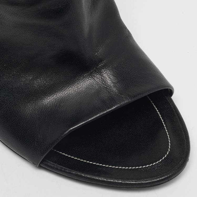 Pre Owned Balenciaga Black Leather Glove Ankle Boots Size 41