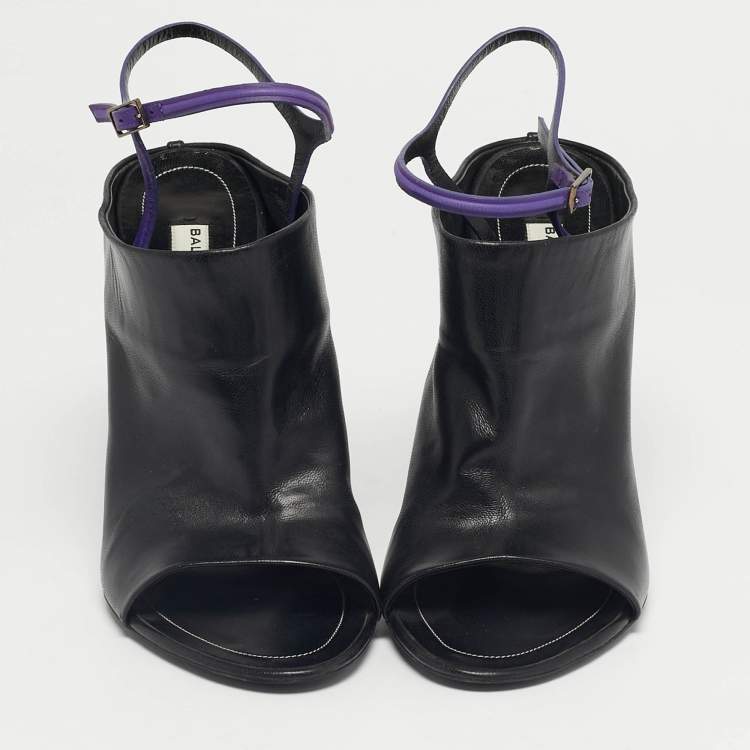 Pre Owned Balenciaga Black Leather Glove Ankle Boots Size 41