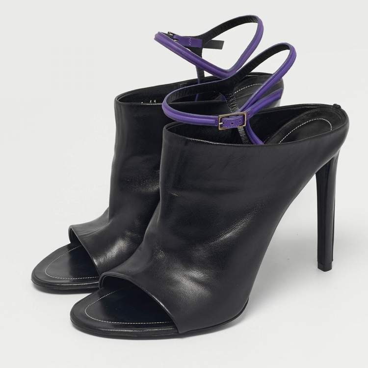 Pre Owned Balenciaga Black Leather Glove Ankle Boots Size 41