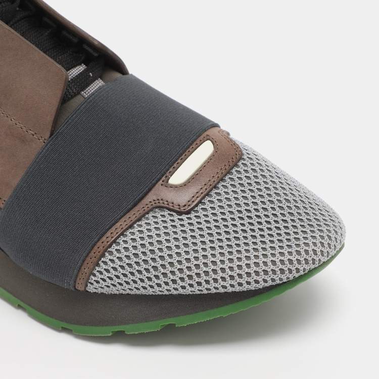 Pre Owned Balenciaga Multicolor Leather Mesh and Suede Race Runner Low Top Sneakers Size 40