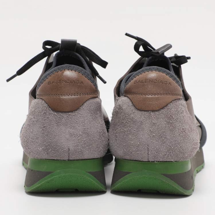 Pre Owned Balenciaga Multicolor Leather Mesh and Suede Race Runner Low Top Sneakers Size 40