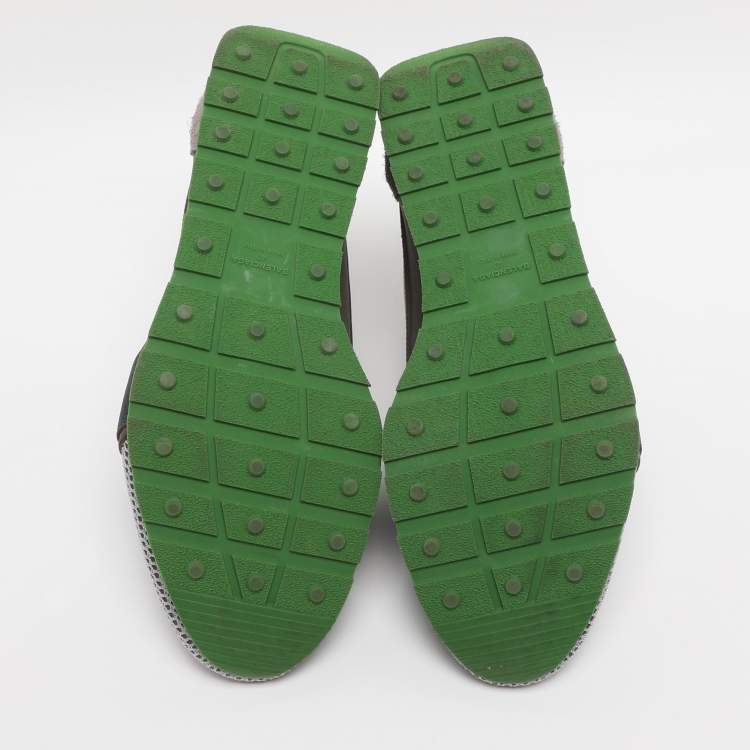 Pre Owned Balenciaga Multicolor Leather Mesh and Suede Race Runner Low Top Sneakers Size 40