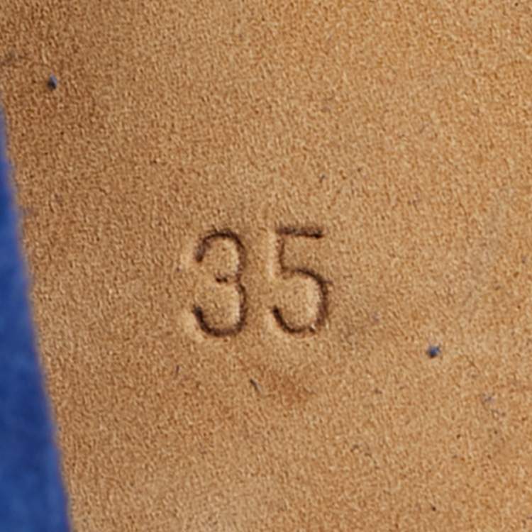 Pre Owned Balenciaga Blue Suede And Black Leather Glove Open Toe Slingback Sandals Size 35