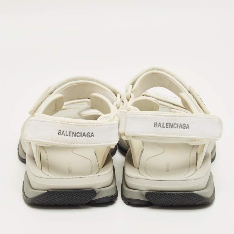Pre Owned Balenciaga White Fabric Touristic Flat Sandals Size 41