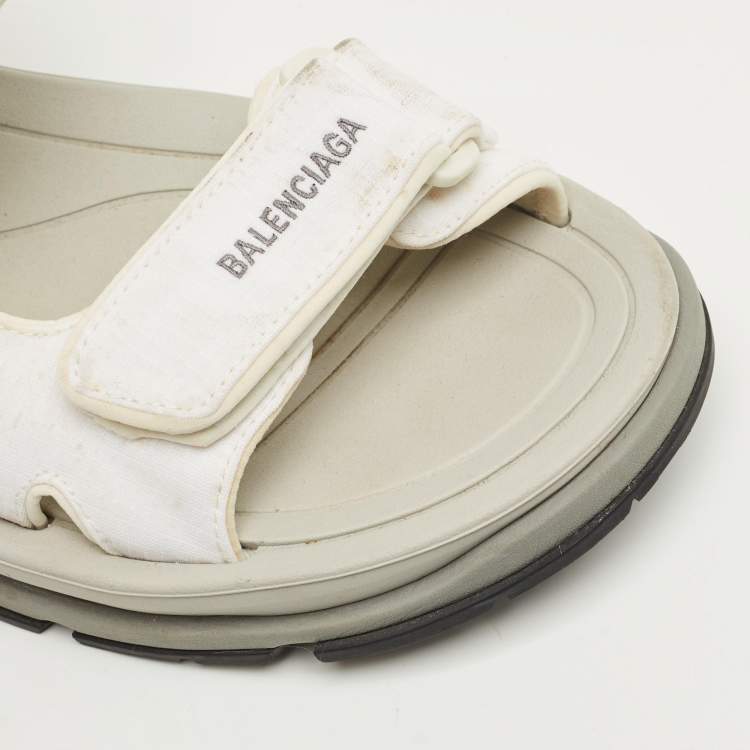 Pre Owned Balenciaga White Fabric Touristic Flat Sandals Size 41