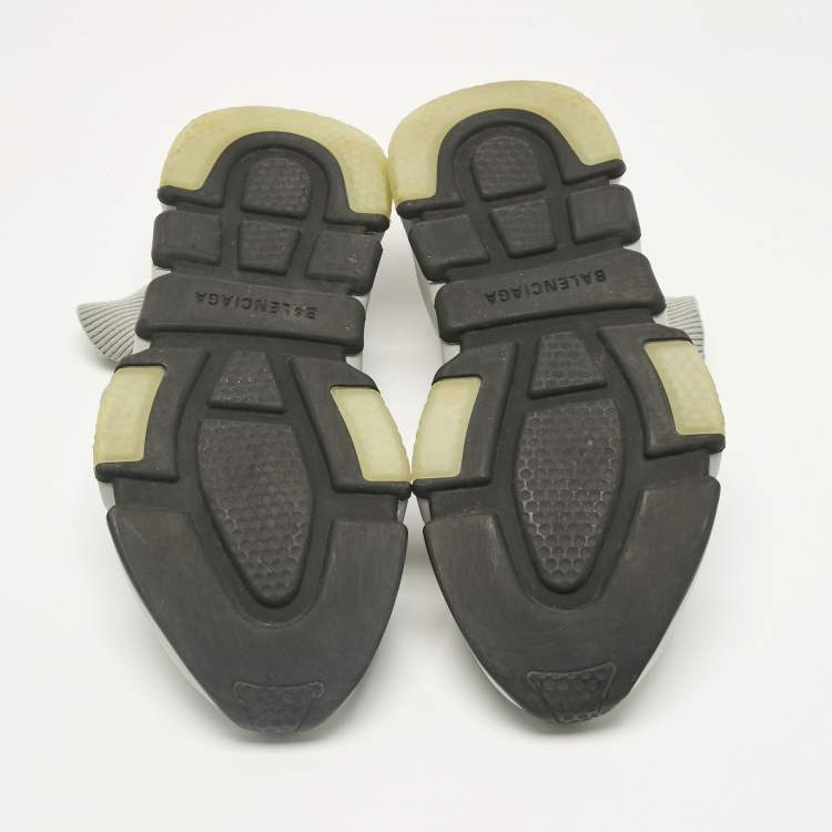 Pre Owned Balenciaga Grey Knit Fabric Speed Trainer High Top Sneakers Size 37