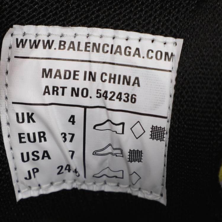 Pre Owned Balenciaga Yellow Mesh and Faux Leather Track Sneakers Size 37