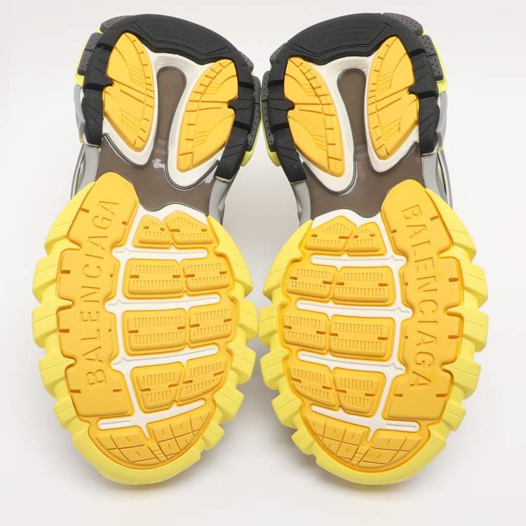 Pre Owned Balenciaga Yellow Mesh and Faux Leather Track Sneakers Size 37