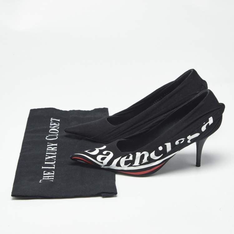 Pre Owned Balenciaga Black Fabric Knife Pointed Toe Pumps Size 35.5