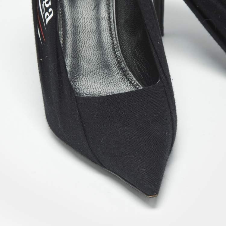 Pre Owned Balenciaga Black Fabric Knife Pointed Toe Pumps Size 35.5