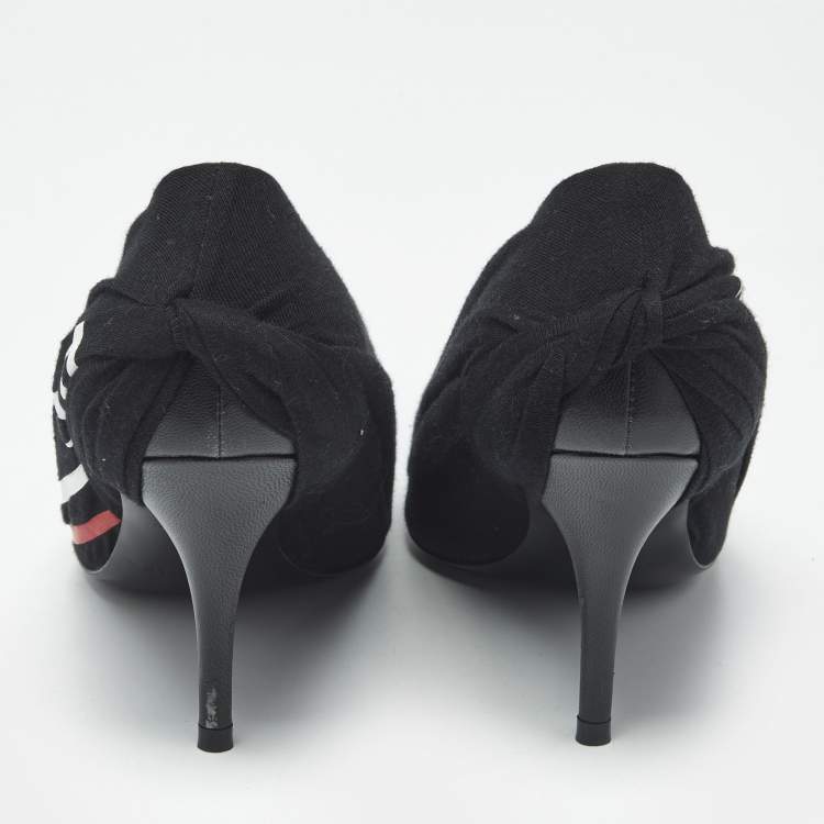 Pre Owned Balenciaga Black Fabric Knife Pointed Toe Pumps Size 35.5