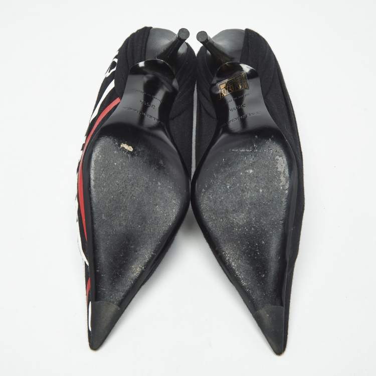 Pre Owned Balenciaga Black Fabric Knife Pointed Toe Pumps Size 35.5
