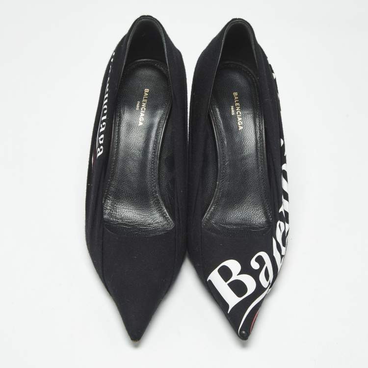 Pre Owned Balenciaga Black Fabric Knife Pointed Toe Pumps Size 35.5