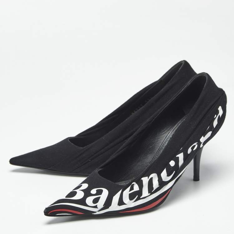 Pre Owned Balenciaga Black Fabric Knife Pointed Toe Pumps Size 35.5