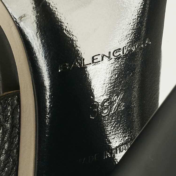 Pre Owned Balenciaga Black Leather Platform Sandals Size 36.5