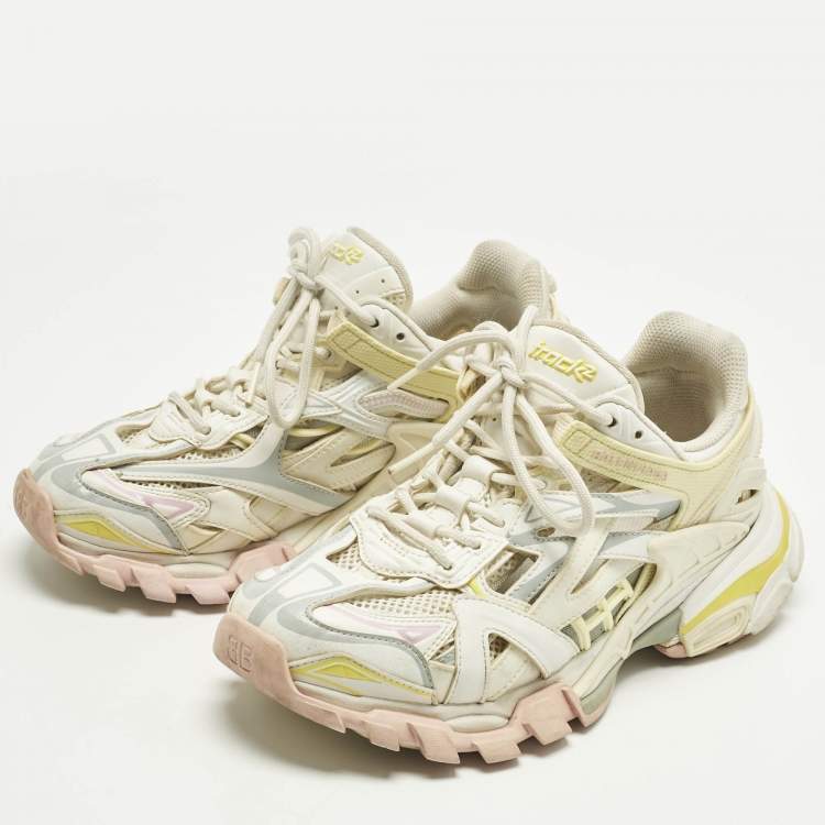 Pre Owned Balenciaga Multicolor Faux Leather and Mesh Track 2 Sneakers Size 37