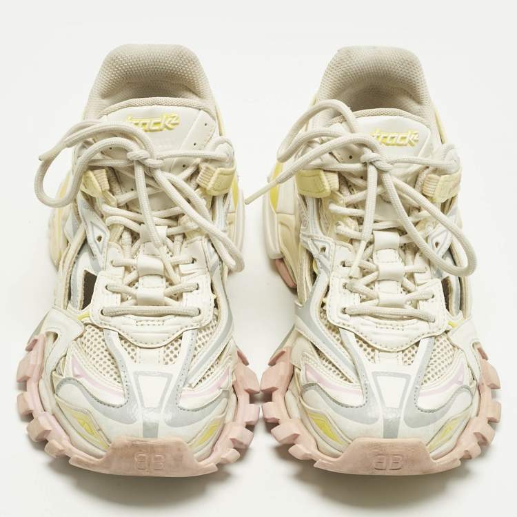 Pre Owned Balenciaga Multicolor Faux Leather and Mesh Track 2 Sneakers Size 37