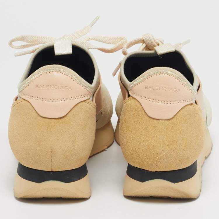 Pre Owned Balenciaga Multicolor Fabric and Leather Race Runner Low Top Sneakers Size 38