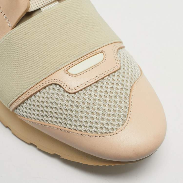 Pre Owned Balenciaga Multicolor Fabric and Leather Race Runner Low Top Sneakers Size 38