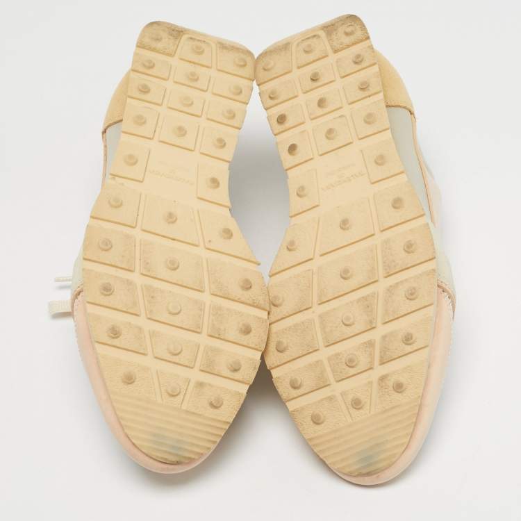 Pre Owned Balenciaga Multicolor Fabric and Leather Race Runner Low Top Sneakers Size 38