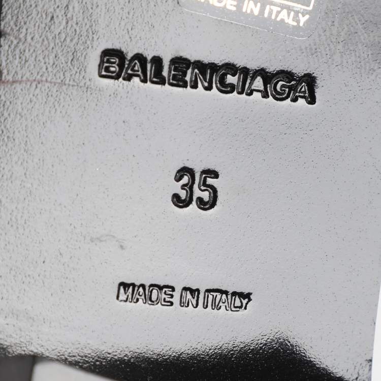 Pre Owned Balenciaga Black Leather Ceinture Ankle Boots Size 35