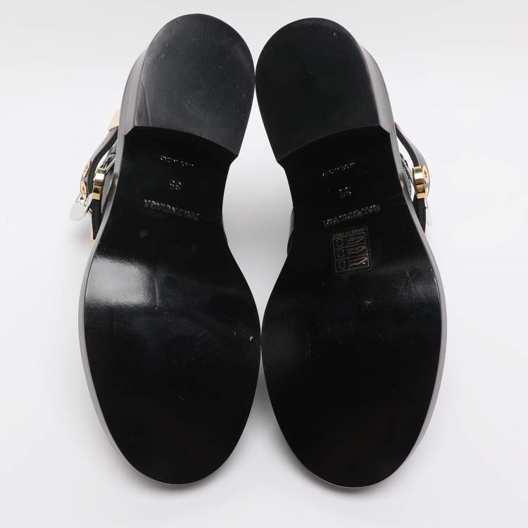 Pre Owned Balenciaga Black Leather Ceinture Ankle Boots Size 35