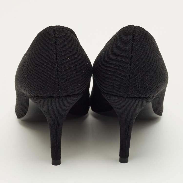 Pre Owned Balenciaga Black Knit Fabric Knife Pumps Size 38