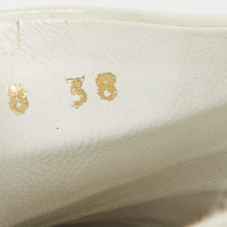 Pre Owned Balenciaga Cream Croc Embossed Leather Cosy BB Flat Mules Size 38