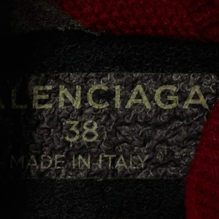 Pre Owned Balenciaga Speed Trainer Size 38 Red Knit Fabric High Top Sneakers