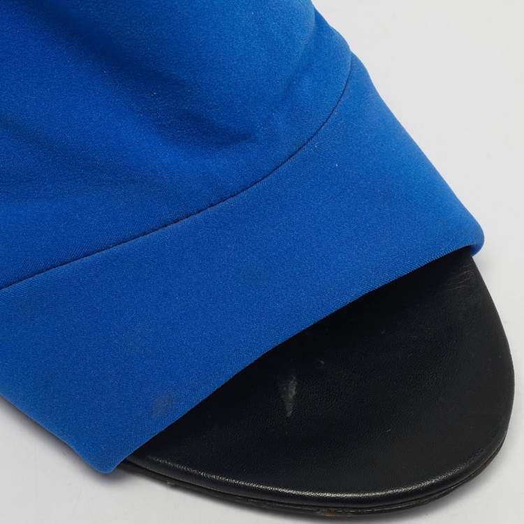 Pre Owned Balenciaga Glove Size 35 Black Leather and Neoprene Ankle Strap Sandals