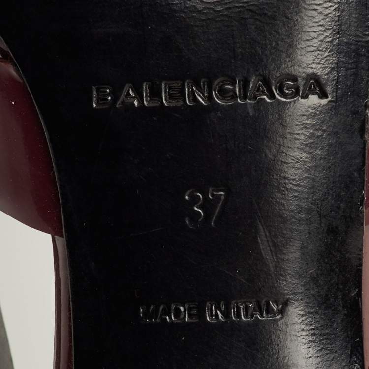 Pre Owned Balenciaga Size 37 Burgundy Patent Leather Pumps