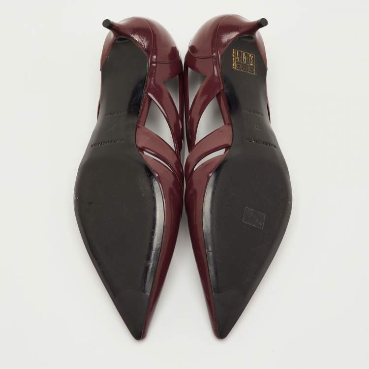 Pre Owned Balenciaga Size 37 Burgundy Patent Leather Pumps