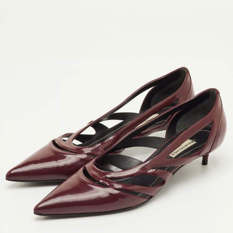 Pre Owned Balenciaga Size 37 Burgundy Patent Leather Pumps