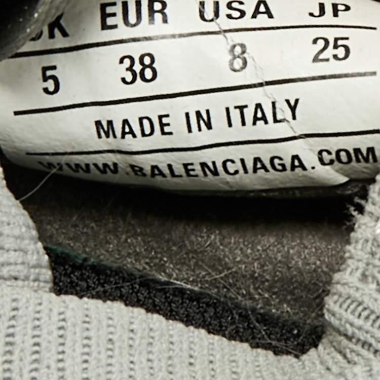 Pre Owned Balenciaga Speed Trainer Size 38 Grey Knit Fabric High Top Sneakers