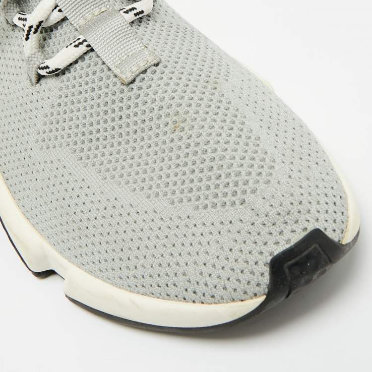 Pre Owned Balenciaga Speed Trainer Size 38 Grey Knit Fabric High Top Sneakers