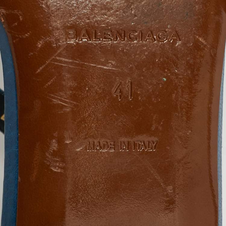 مملوكة مسبقًا Balenciaga Arena Size 41 Blue Leather Thong Flat Slide