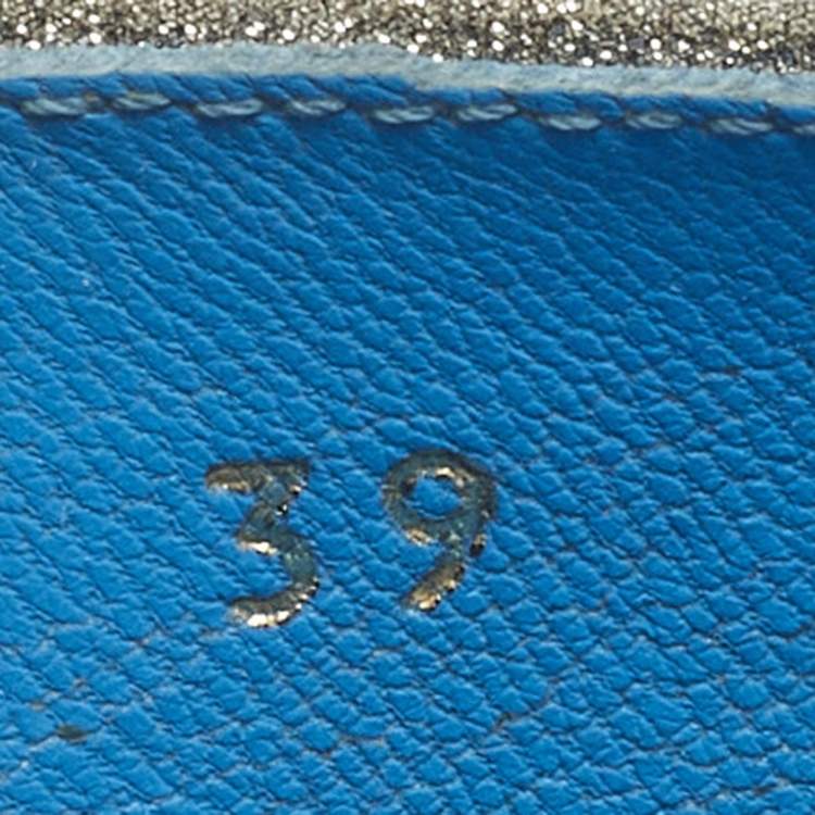 Pre Owned Balenciaga Silver Glitter Knife Pointed Toe Mules Size 39