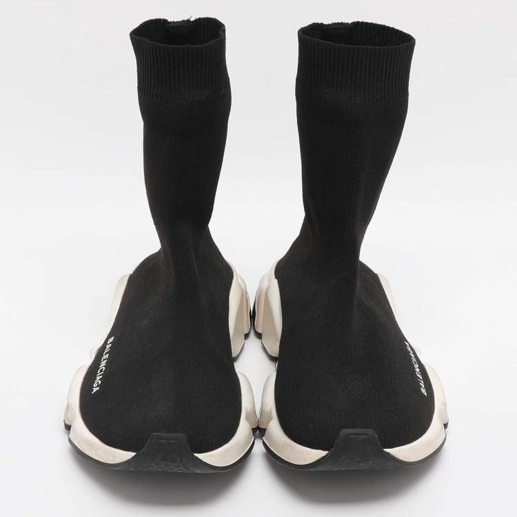 Pre Owned Balenciaga Speed Size 36 Black Knit Fabric High Top Sneakers