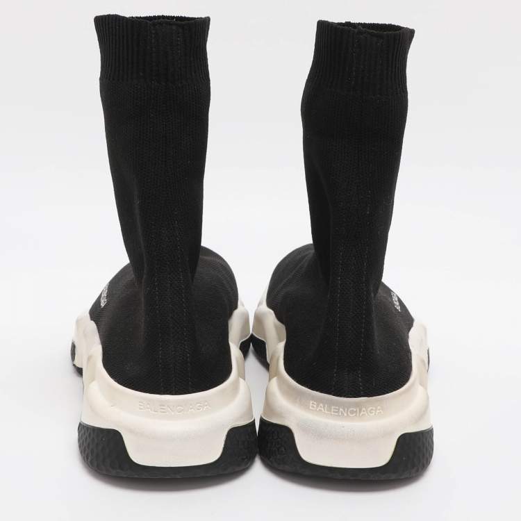Pre Owned Balenciaga Speed Size 36 Black Knit Fabric High Top Sneakers