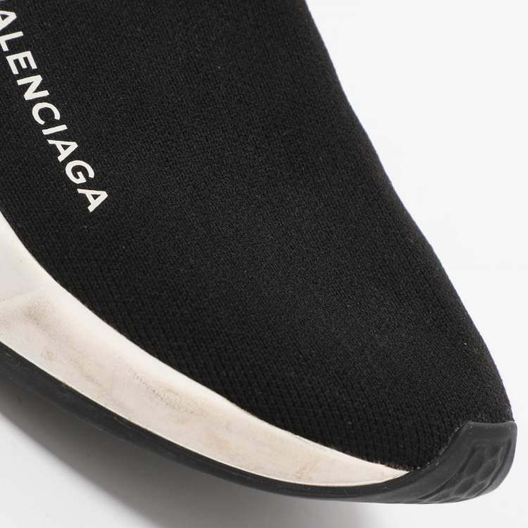 Pre Owned Balenciaga Speed Size 36 Black Knit Fabric High Top Sneakers