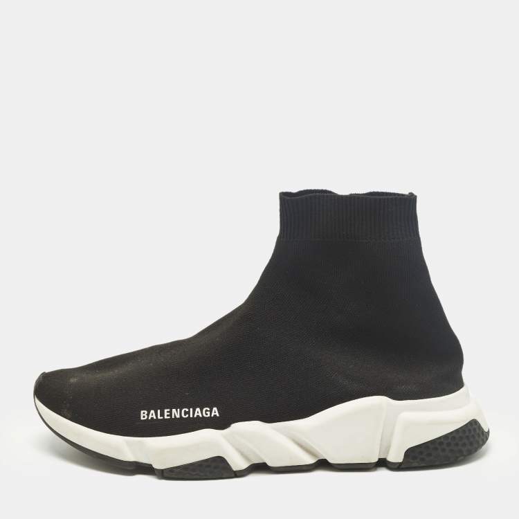 مملوكة مسبقًا Balenciaga Speed Trainer Size 43 Black Knit Fabric High Top Sneakers