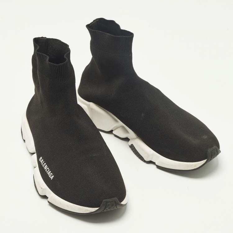 مملوكة مسبقًا Balenciaga Speed Trainer Size 43 Black Knit Fabric High Top Sneakers