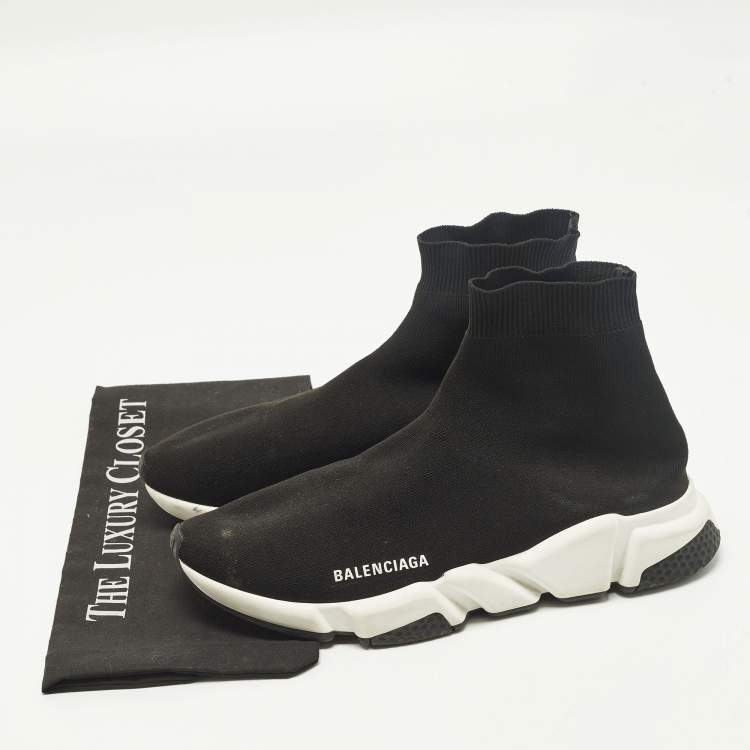 مملوكة مسبقًا Balenciaga Speed Trainer Size 43 Black Knit Fabric High Top Sneakers