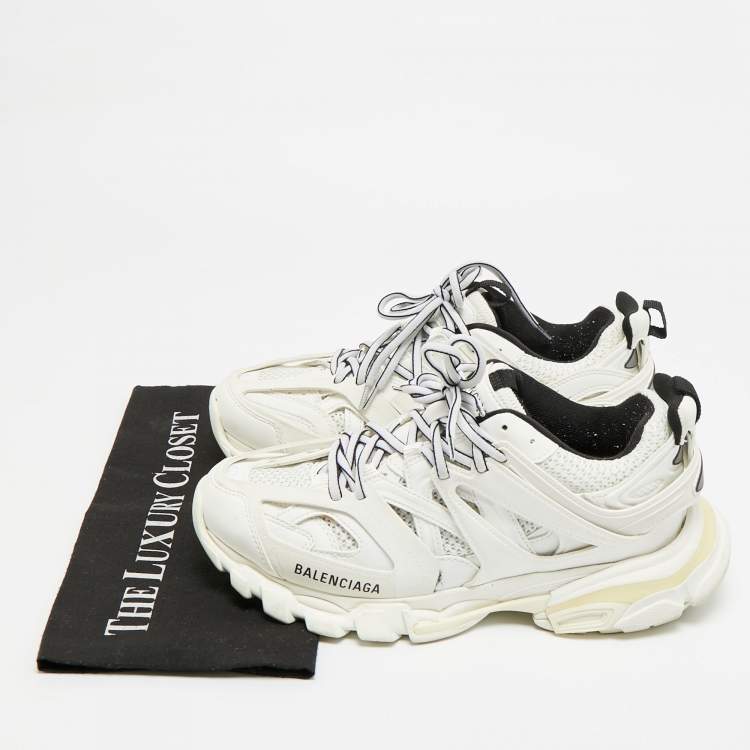Pre Owned Balenciaga Track Size 40 White Faux Leather and Mesh Low Top Sneakers