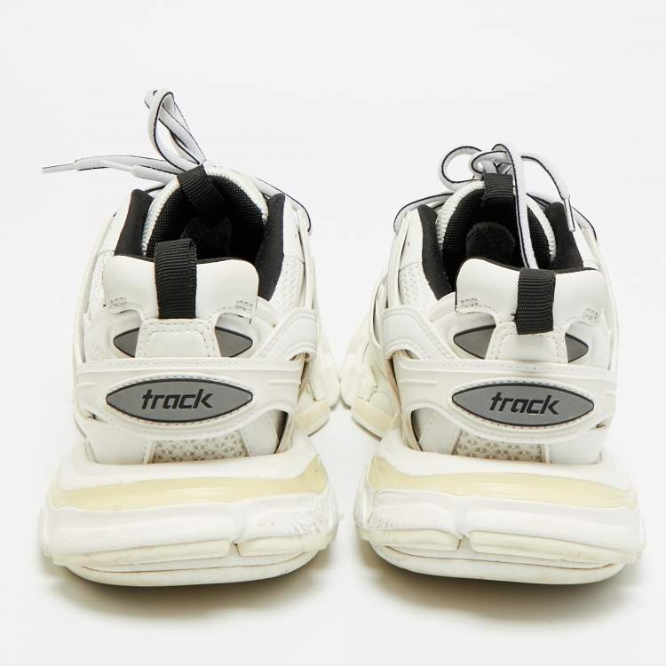 Pre Owned Balenciaga Track Size 40 White Faux Leather and Mesh Low Top Sneakers